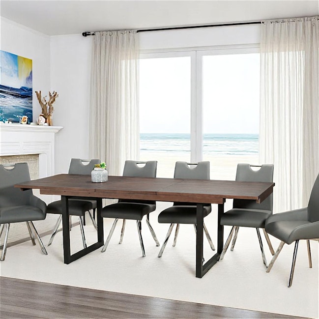 Table de repas extensible bois brun recyclé 180-240 cm SAMOA