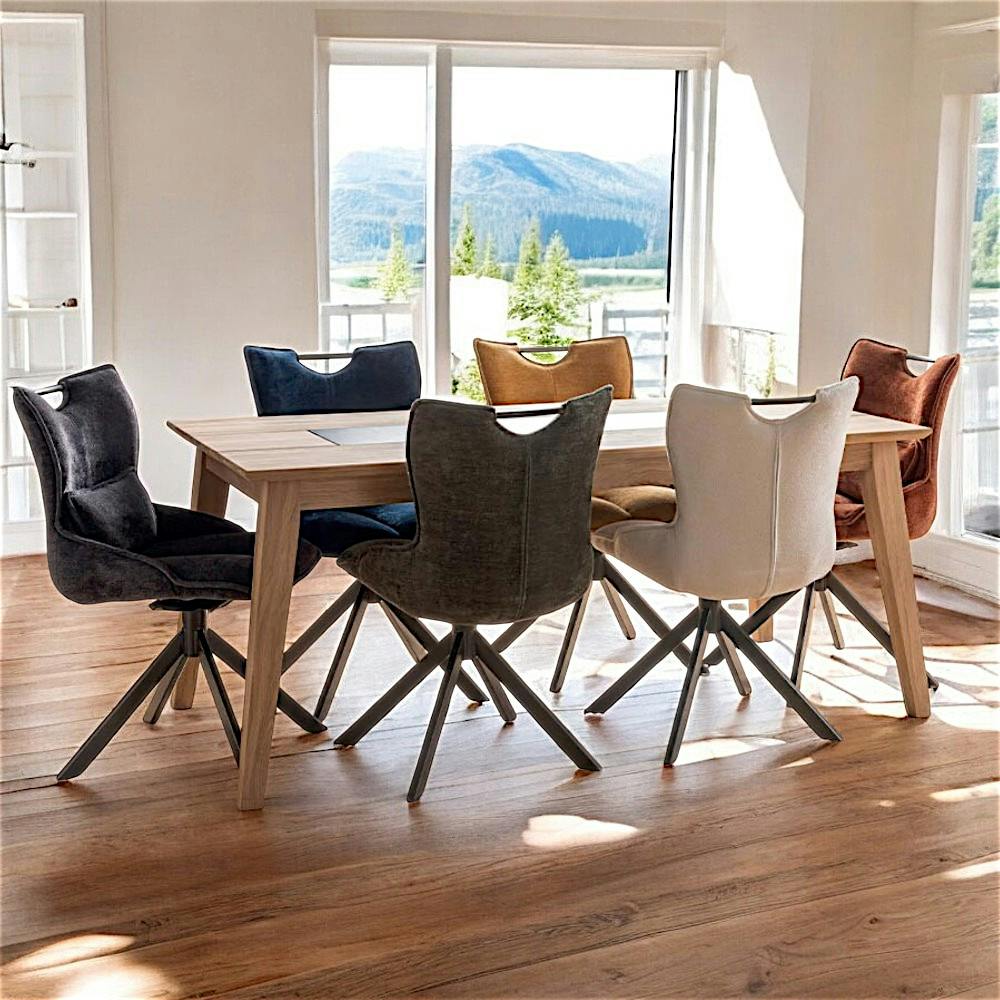 Table de repas extensible chêne blanc décor graphique ESSEN