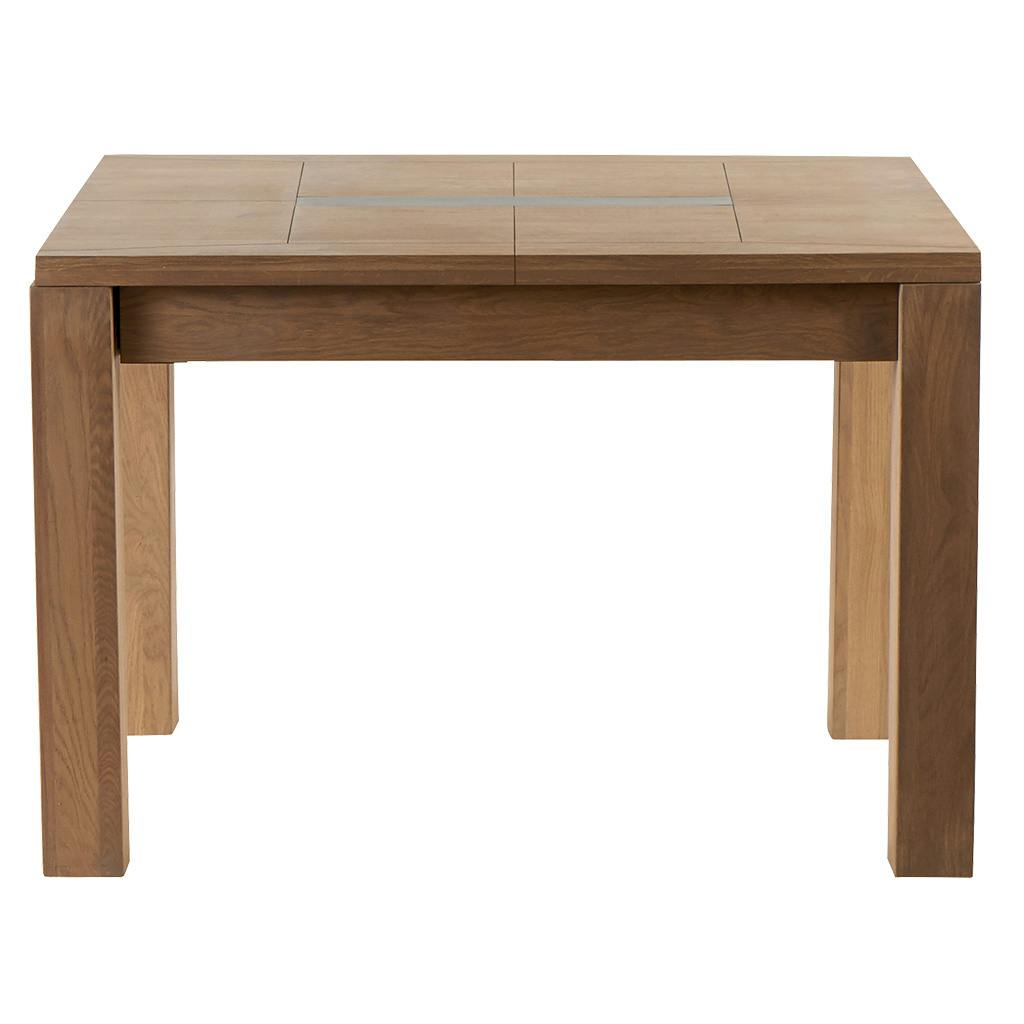 Table de repas extensible Chêne ciré et métal patiné 140x140x76cm DARIO