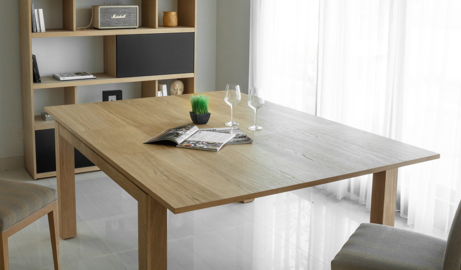 Table de Repas extensible en Chêne massif naturel 140/190x140x76cm NATHAN