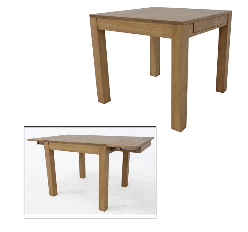 Table de repas extensible Hévéa 85/147x85x76cm HELENA