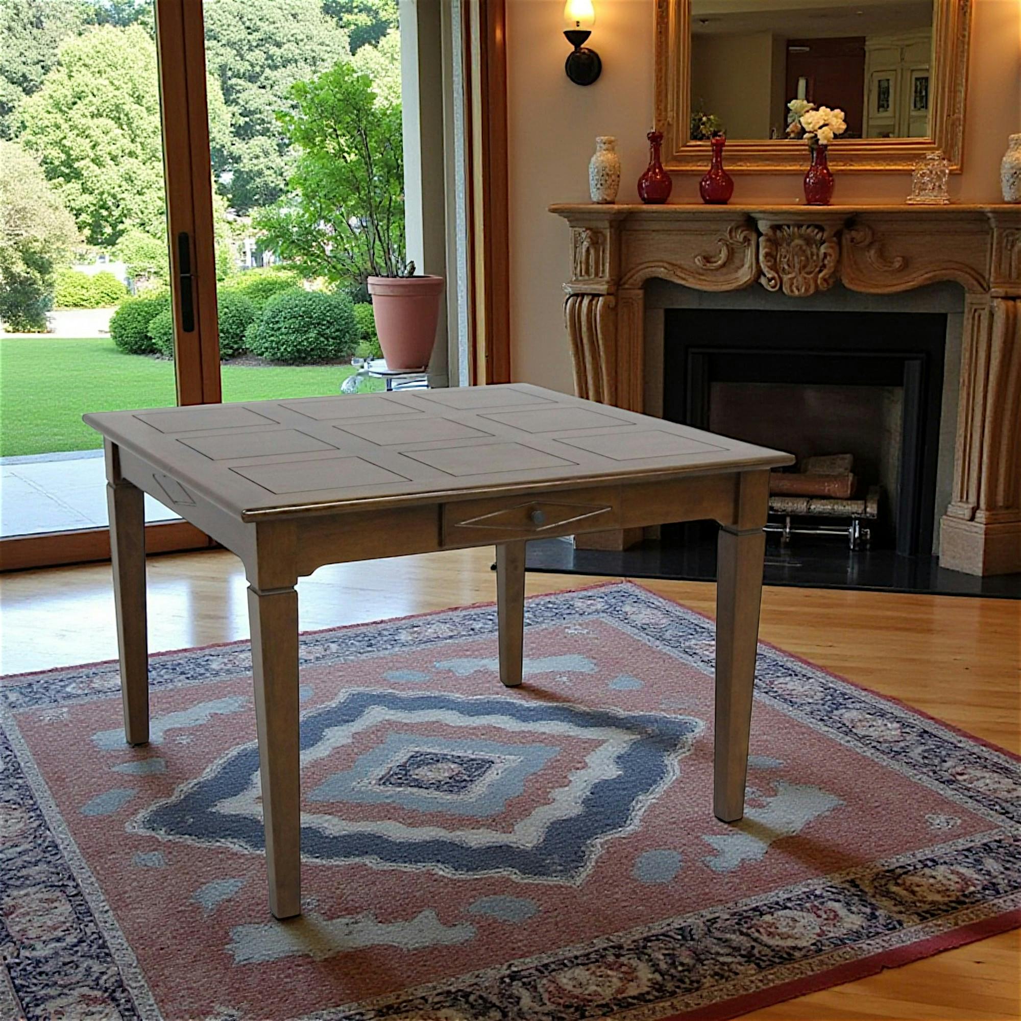 Table de repas Hévéa 1 tiroir 110x110x76cm TRADITION