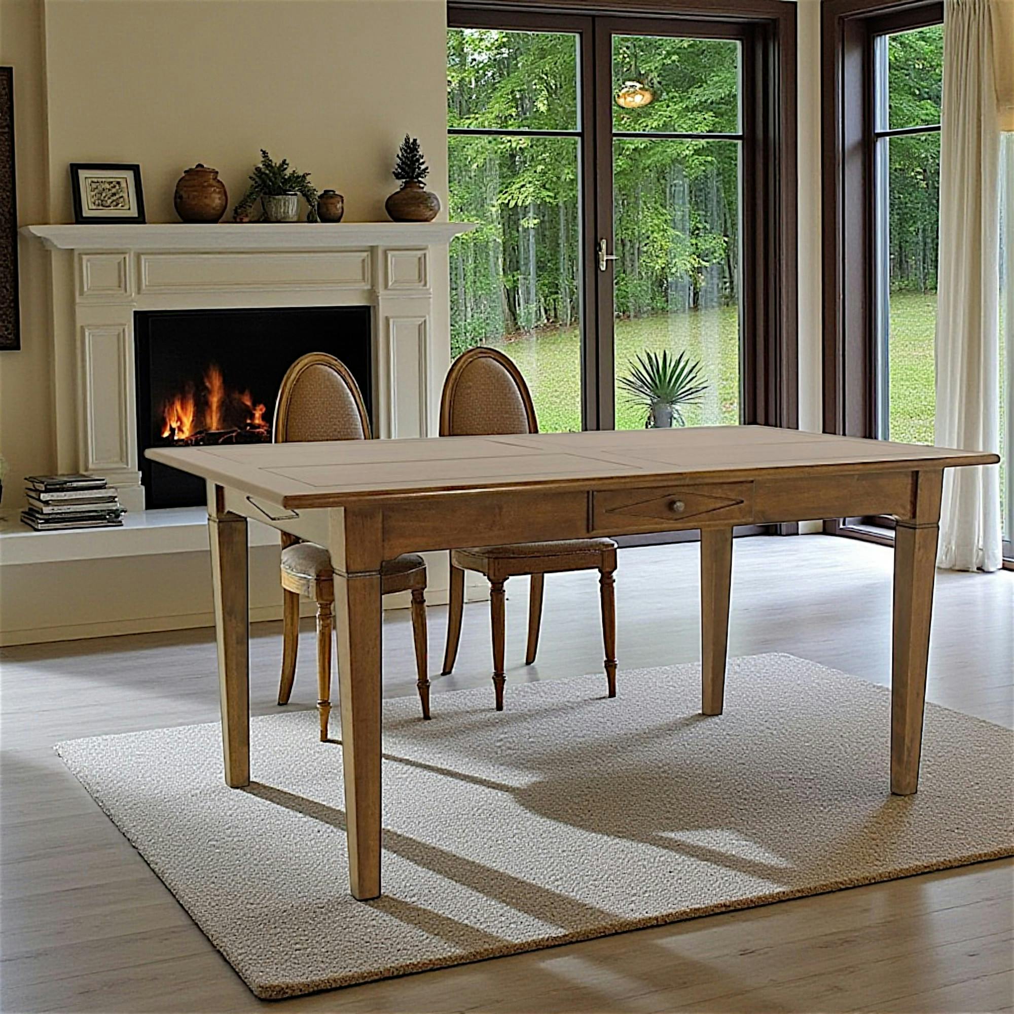 Table de repas Hévéa 1 tiroir 160x90x76cm TRADITION