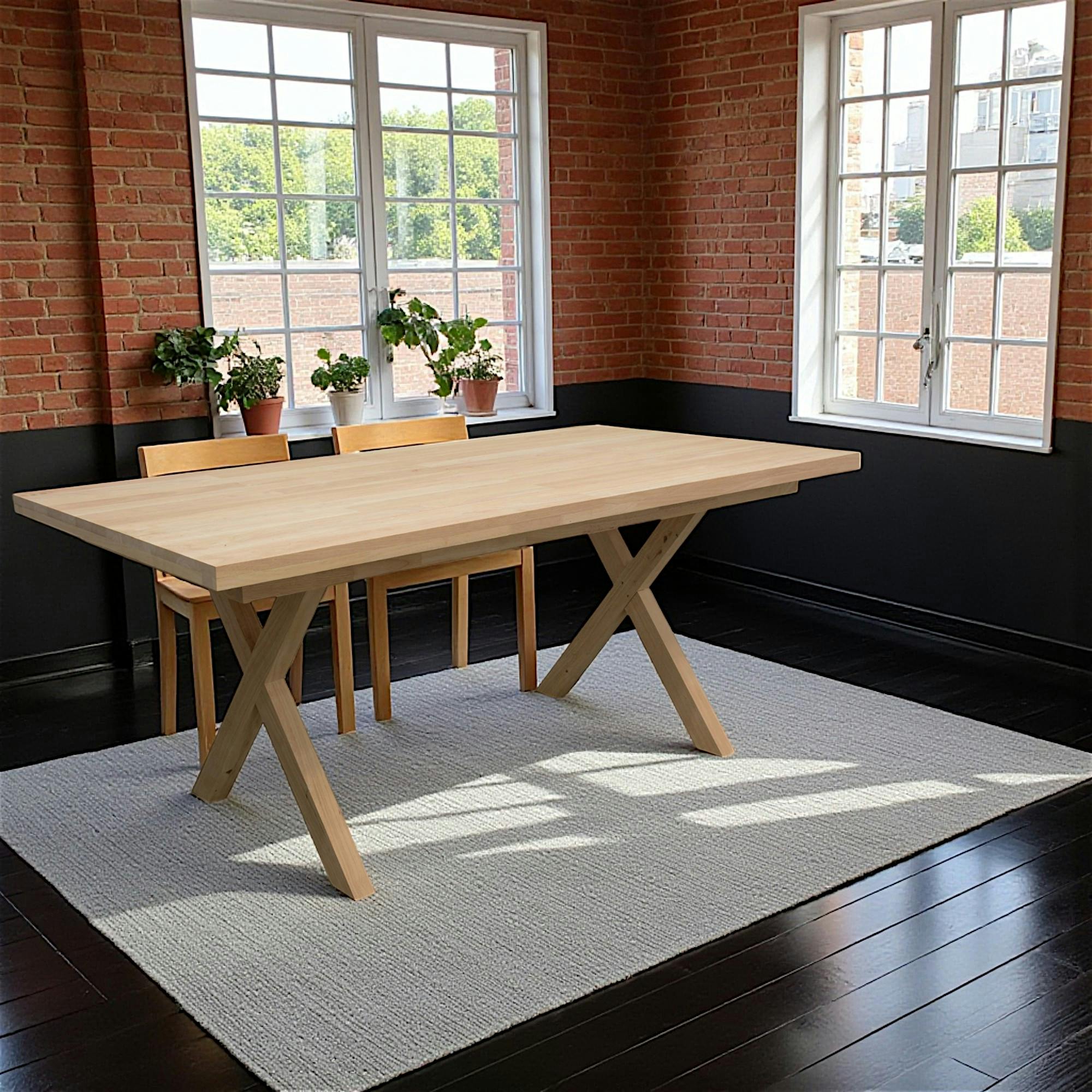 Table de Repas Hévéa avec pieds en croix 180x90x76cm BALTIC