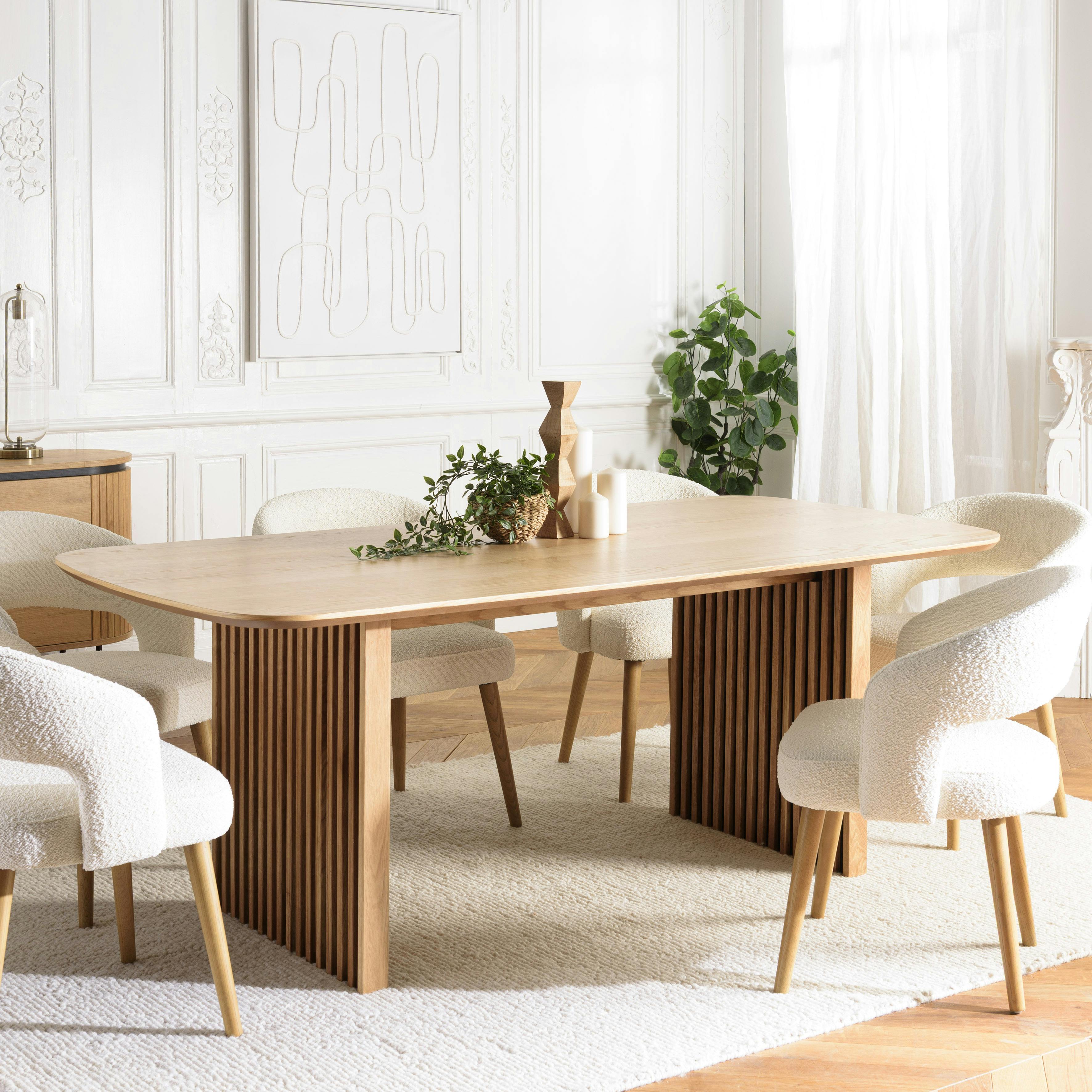 Table de repas moderne angles arrondis pieds baguette AMSTERDAM
