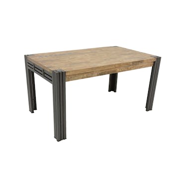 Table de repas rectangle extensible hévéa recyclé blanchi et métal noirci 150/230X90X76cm DOCKER