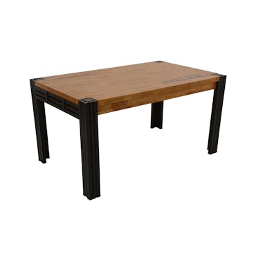  Table de repas rectangle extensible hévéa recyclé naturel et métal noirci 150/230X90X76cm DOCKER