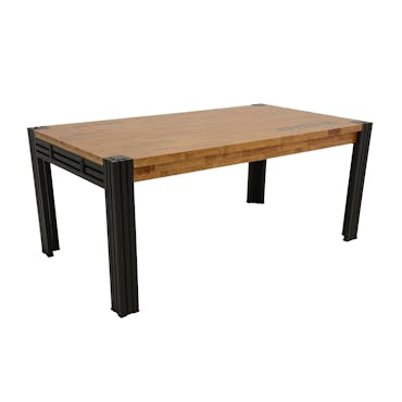  Table de repas rectangle extensible hévéa recyclé naturel et métal noirci 180/260X100X76cm DOCKER