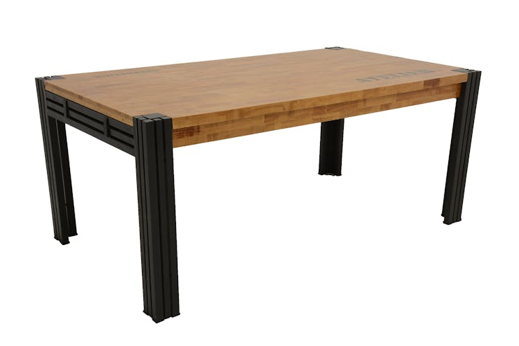 Table de repas rectangle extensible hévéa recyclé naturel et métal noirci 180/260X100X76cm DOCKER