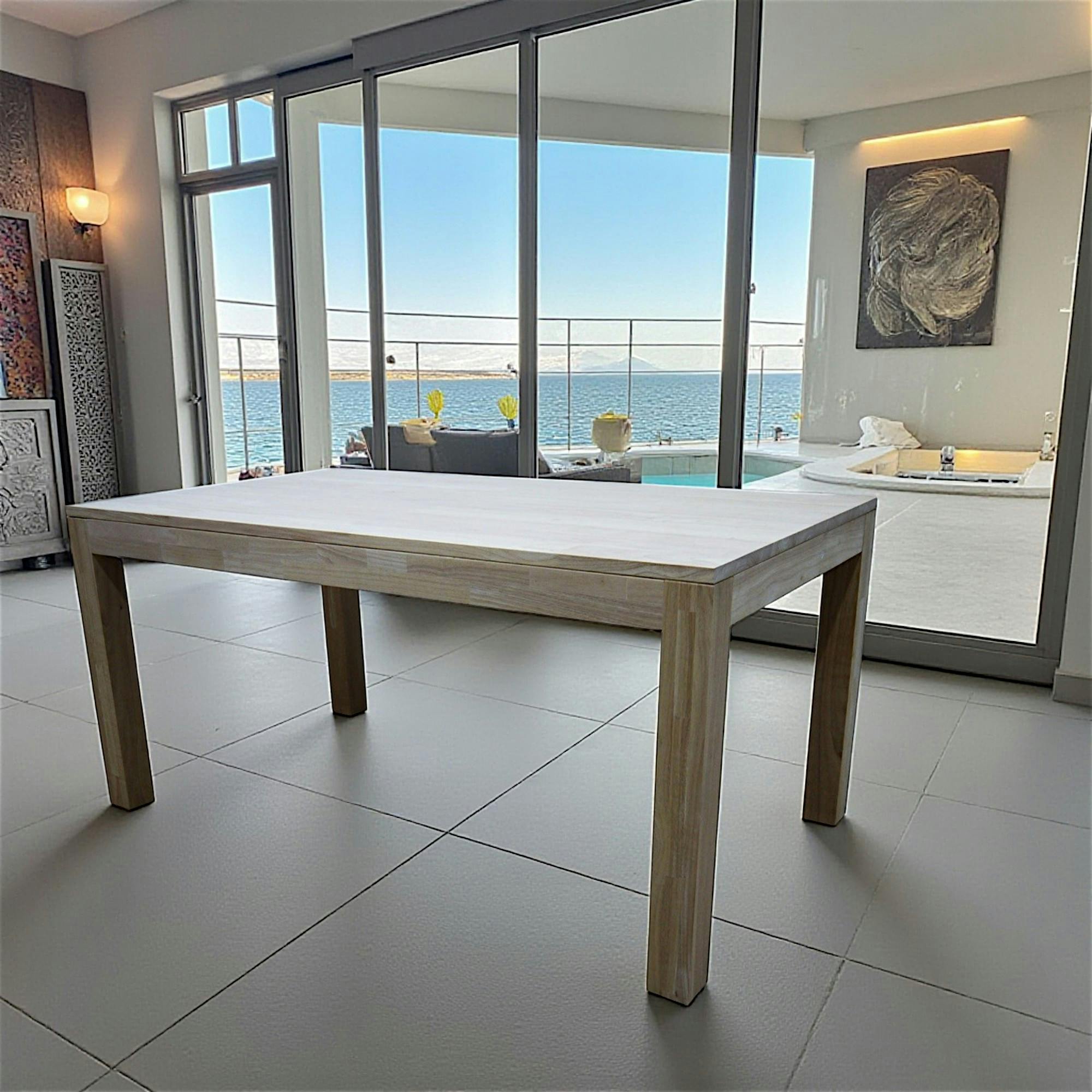 Table de repas rectangle Hévéa 160x90x76cm HELENA