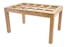 Table de repas rectangle Hévéa avec plateau verre posé sur quadrillage bois 138,5x89,5x76cm HELENA