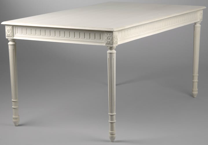 Table de repas rectangulaire 150 cm en bois blanc PORQUEROLLES L 150 x P 90 x  H 75 AMADEUS