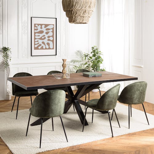 Table de repas rectangulaire bois effet pierre rouille 220 cm BIHAR