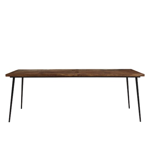 Table de repas rectangulaire bois recyclé marqueterie 220 cm KORKAI