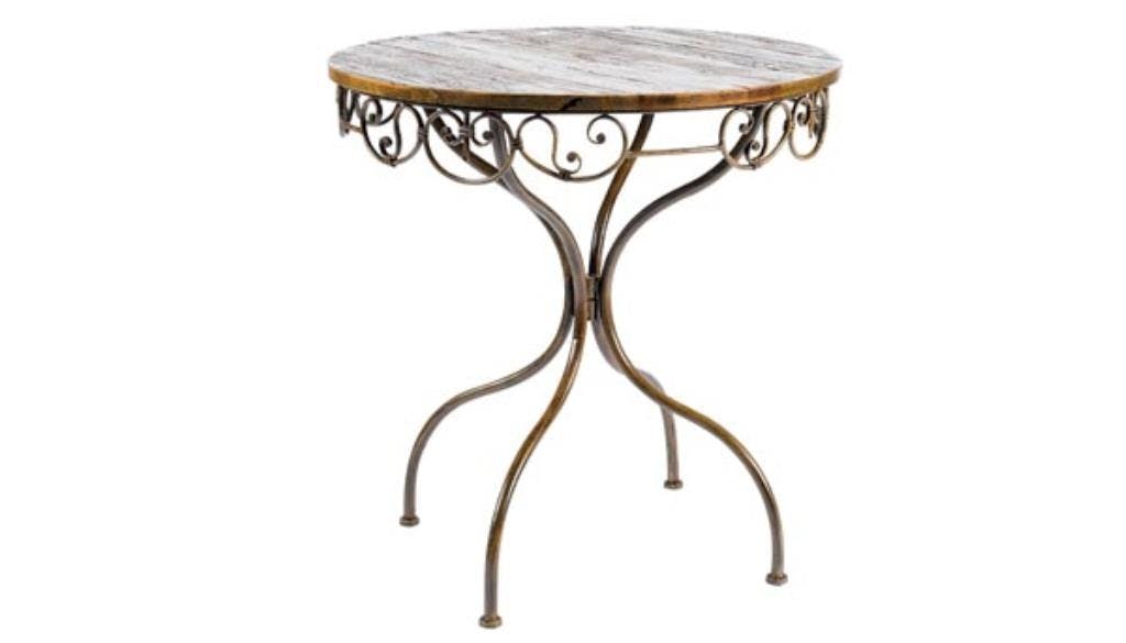 Table de repas ronde acacia et fer 90x76 JEANNE