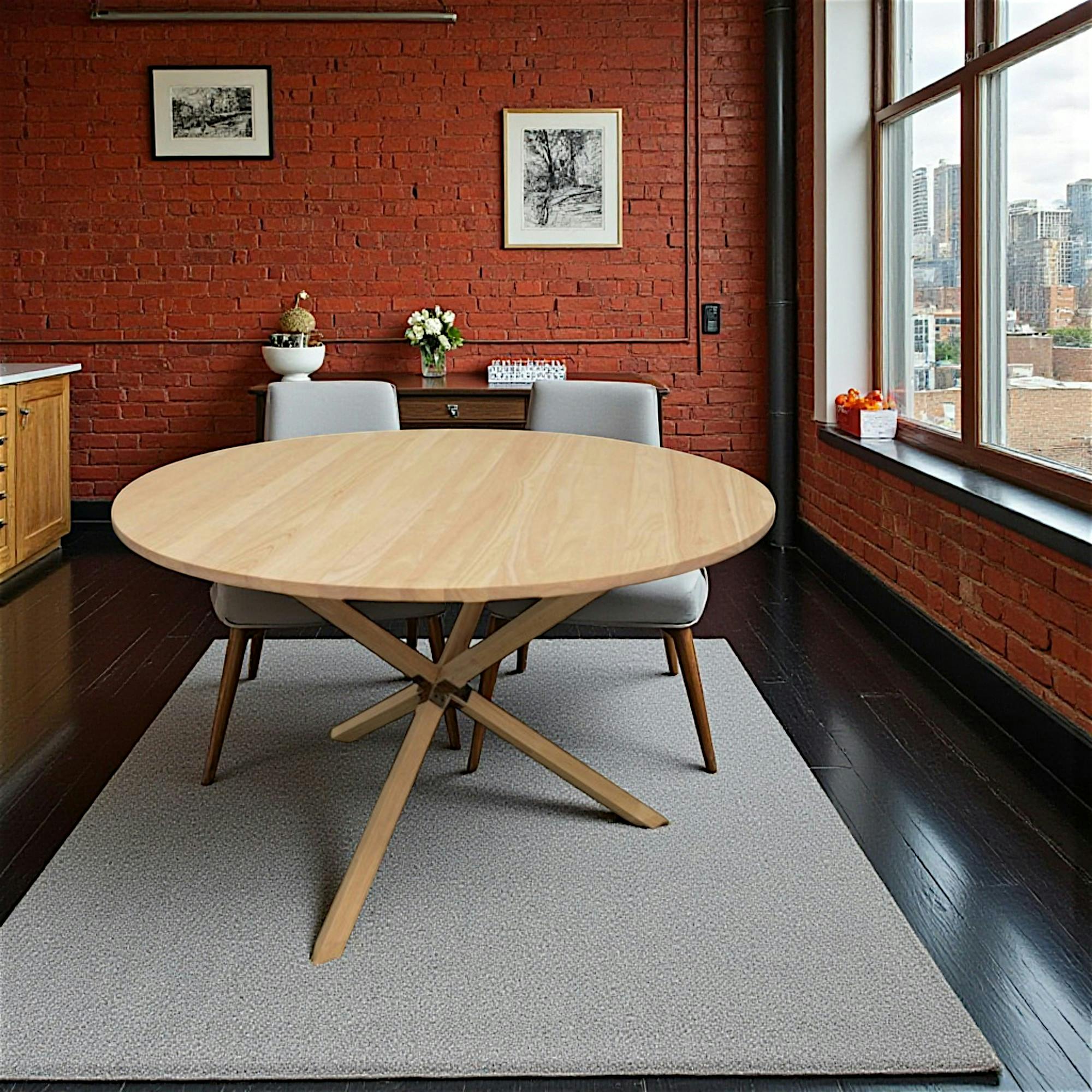 Table de Repas ronde Hévéa avec pieds en croix D120xH76cm BALTIC