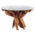 Table a manger ronde en bois et verre style exotique