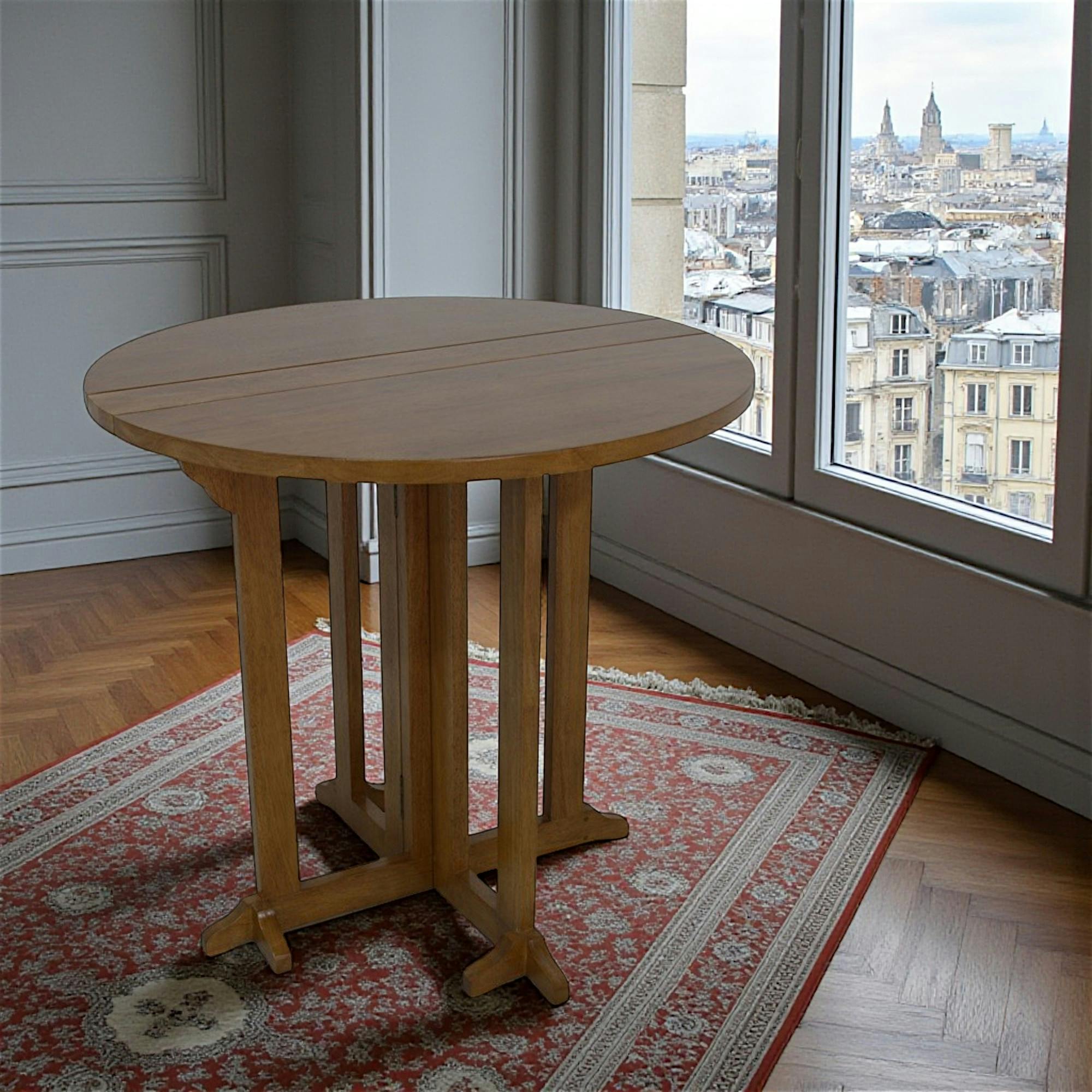 Table de repas ronde pliante hévéa D80cm TRADITION