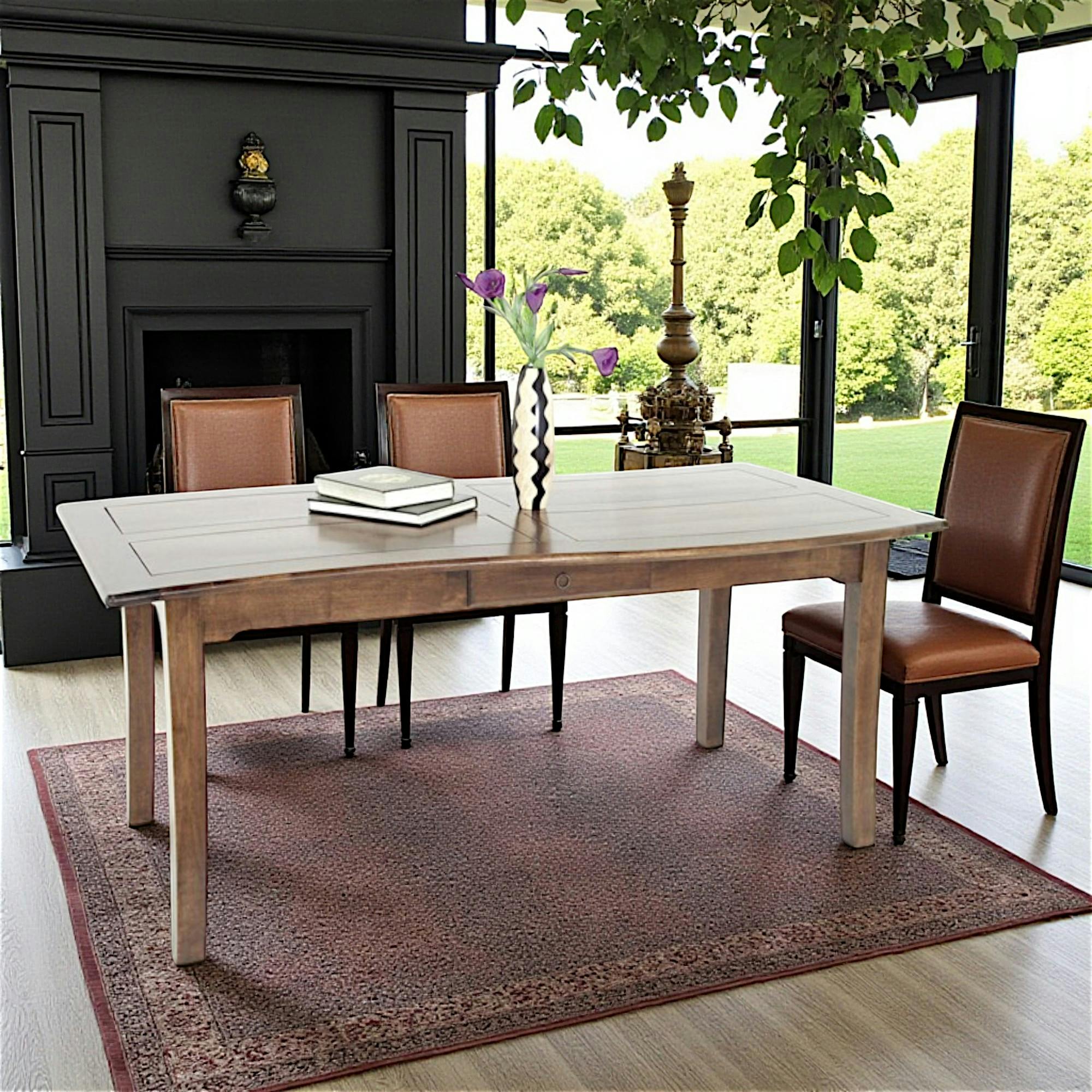 Table de repas Vague Hévéa 2 tiroirs 180x90x76cm TRADITION