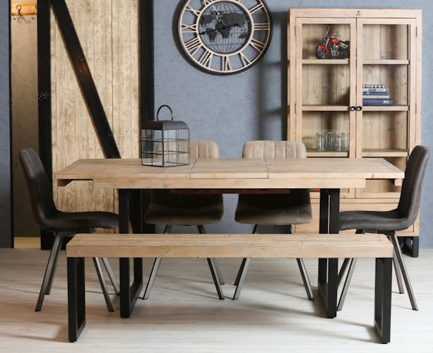 Table de salle à manger extensible en bois recyclé 140-180 cm AUCKLAND