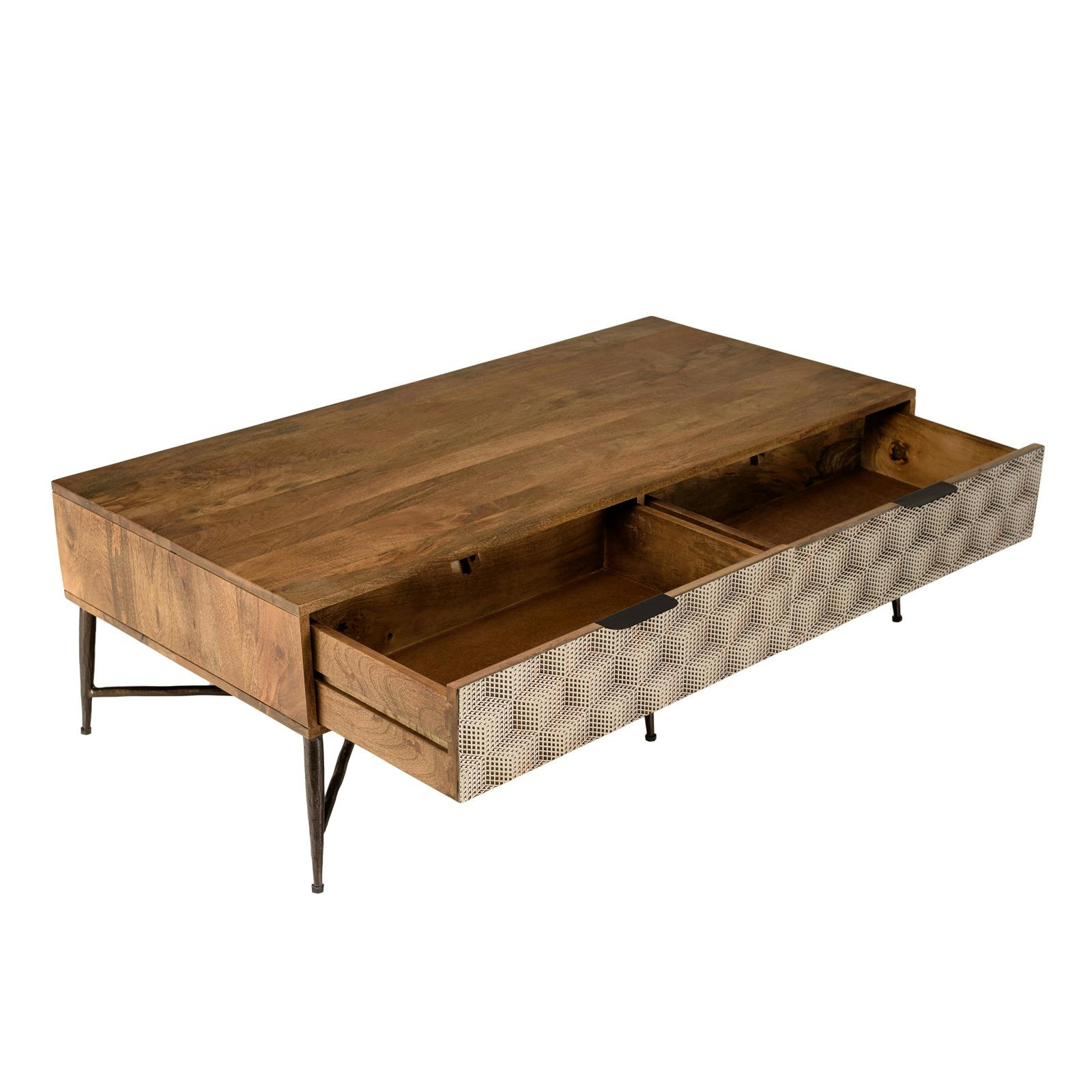 Wahson Table Basse Salon Table Basse Bois avec Rangement, Table Basse Moderne et Vintage, Table Rétro pour Chambre et Cafés, Noyer - Maison
