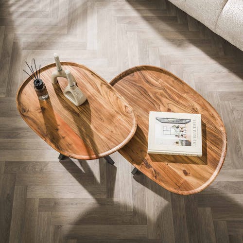 Table de salon gigogne à bords hauts en bois d'acacia (lot de 2) MELBOURNE