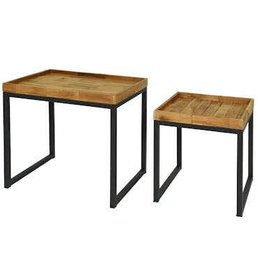 Table de salon gigogne bois d'acacia (lot de 2)
