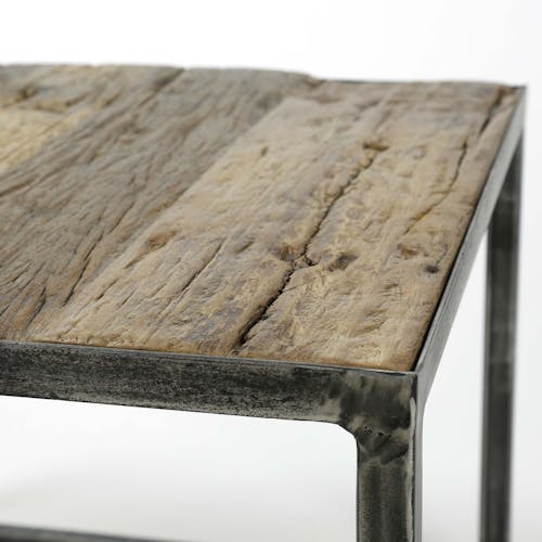 Table de salon gigogne bois recyclé carrée PM (2 pièces) OMSK