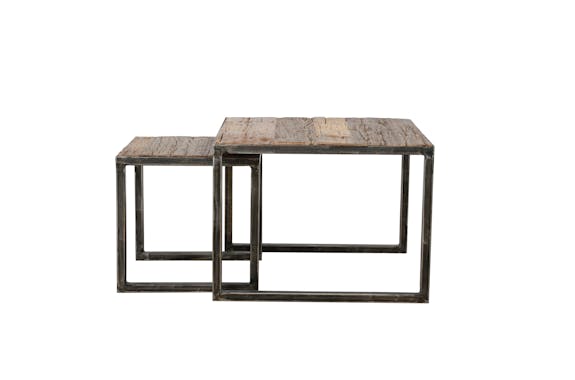 Table de salon gigogne bois recyclé carrée PM (2 pièces) OMSK