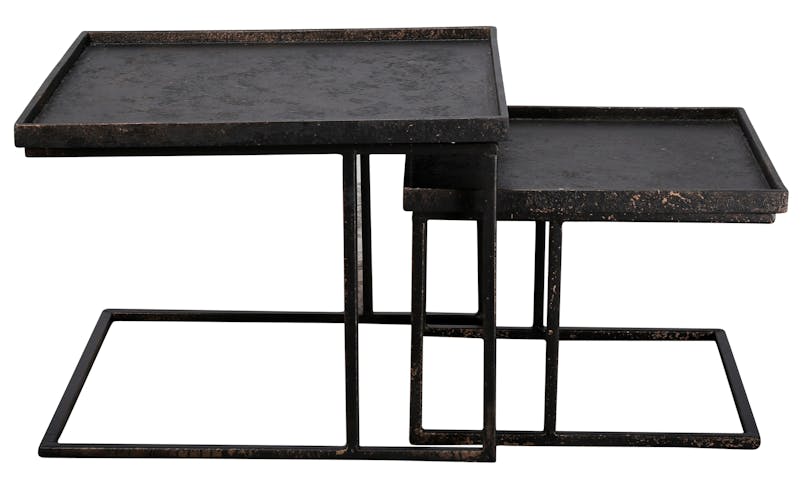 Tables basses gigognes carrees en metal vieilli de style industriel