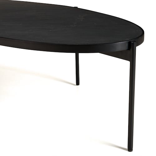 Table de salon ovale bois anthracite effet pierre BIHAR