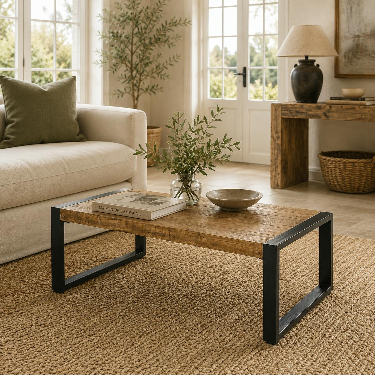 Table de salon rectangulaire bois métal KARGO