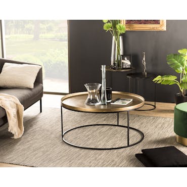  Table basse ronde en metal dore et noir de style contemporain