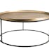Table basse ronde en metal dore et noir de style contemporain