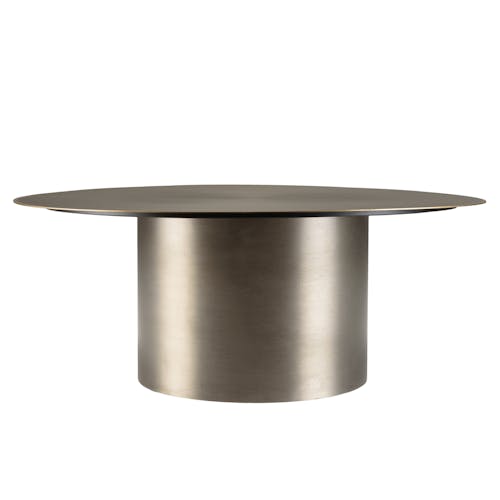 Table de salon ronde métal argenté bord doré D80 cm ZALA