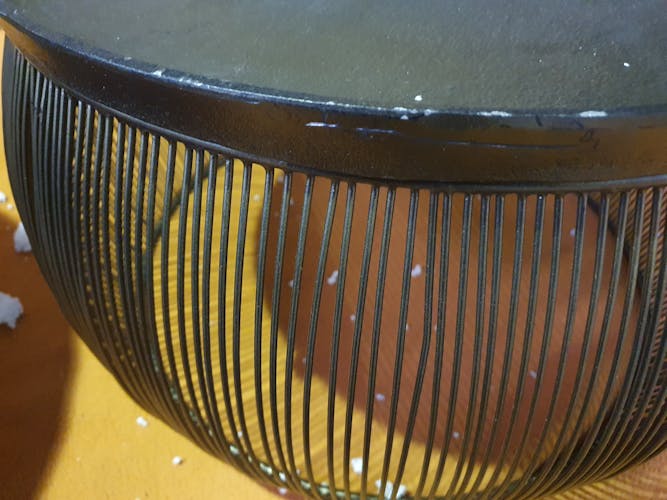 Table de salon ronde métal fil de fer fonte (2 pièces)