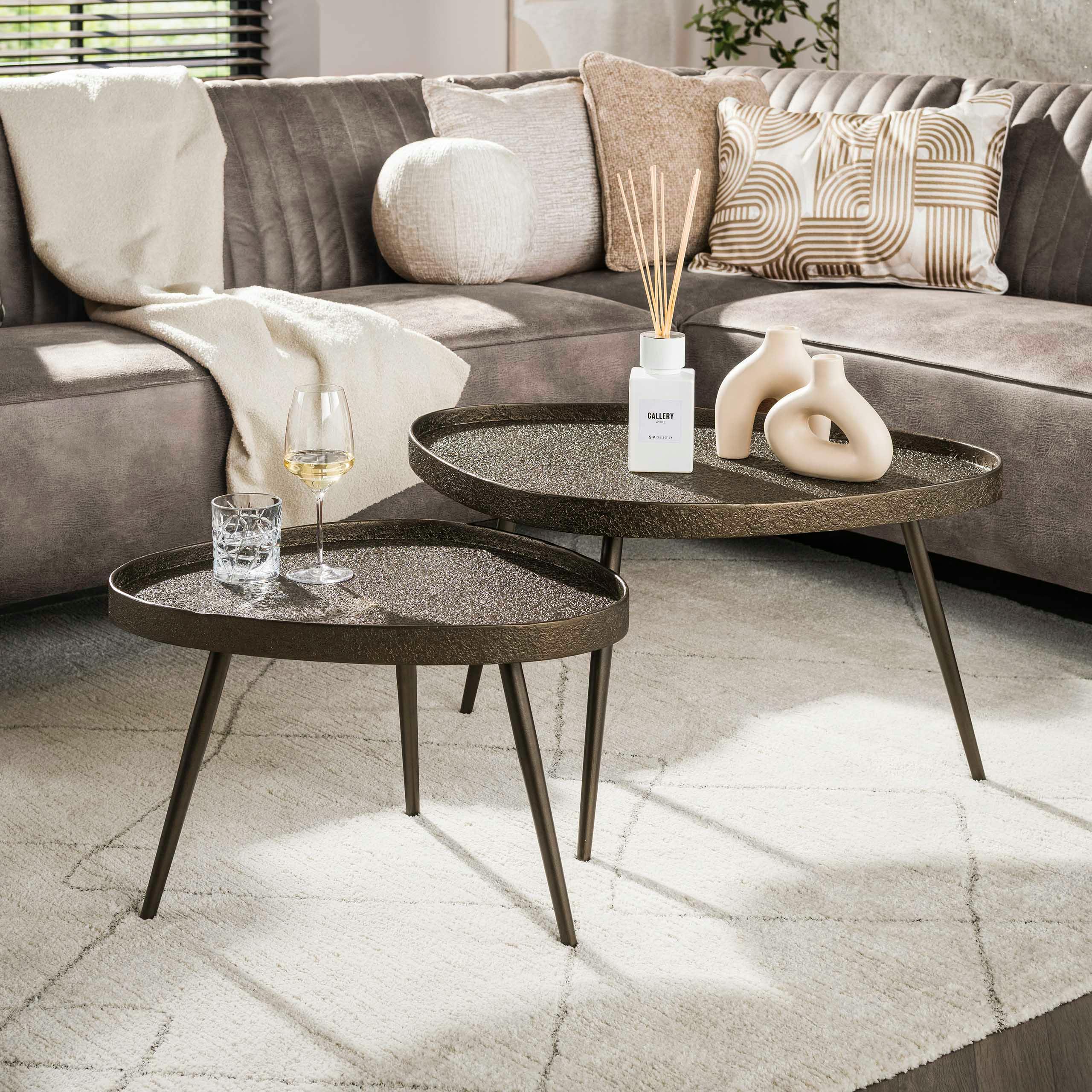 Table de salon vintage forme galet (lot de 2) RALF