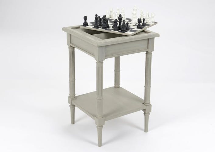 Table d'échecs en bois vieilli gris clair EDOUARD L 45 x P 45 x  H 69 AMADEUS