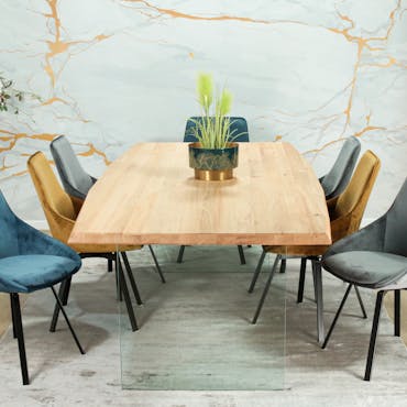  Table extensible design en bois de chêne blanc et verre 240 cm MESSINE