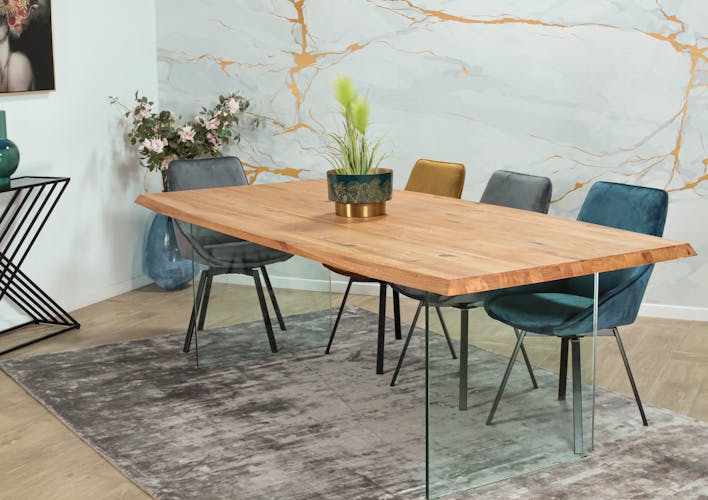 Table extensible design en bois de chêne huilé et verre 240 cm MESSINE