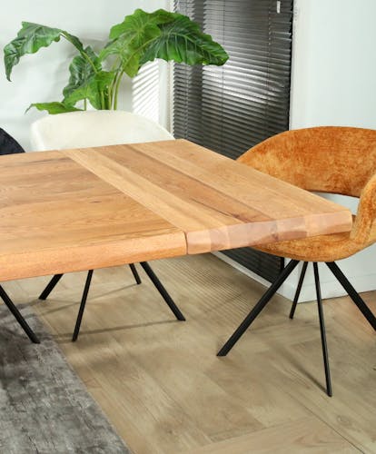 Table extensible en chêne huilé bords naturels et verre 300 cm PALERME