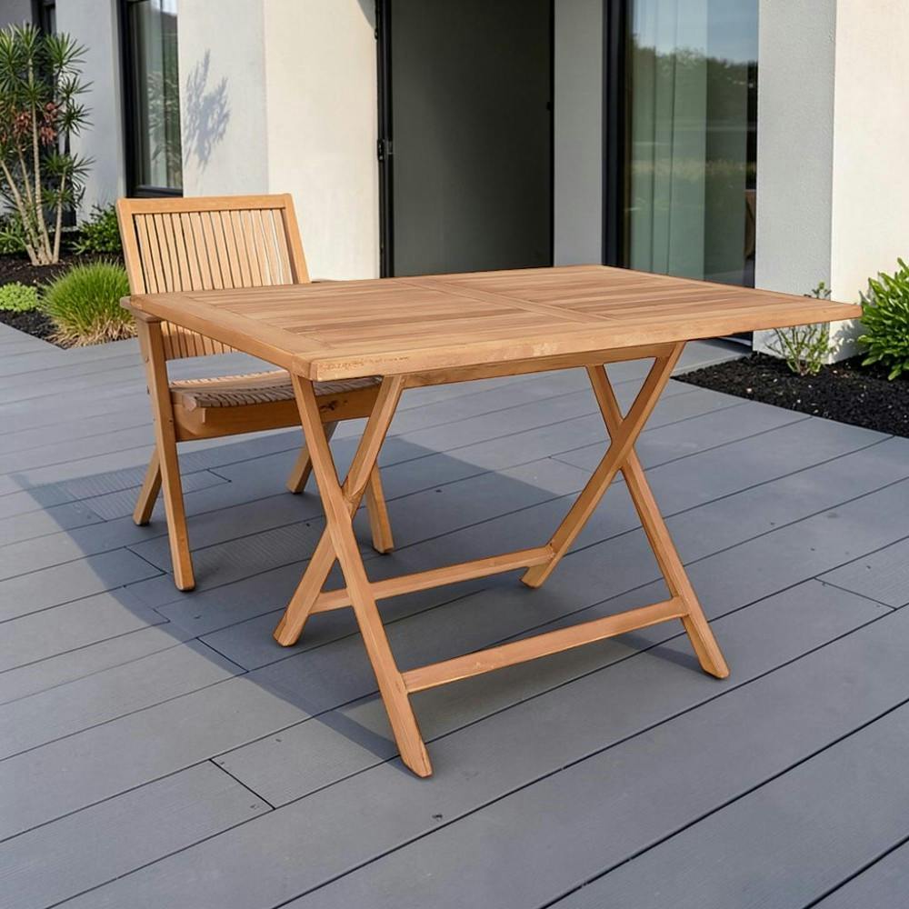Table d'extérieur en teck 120 cm TANETE