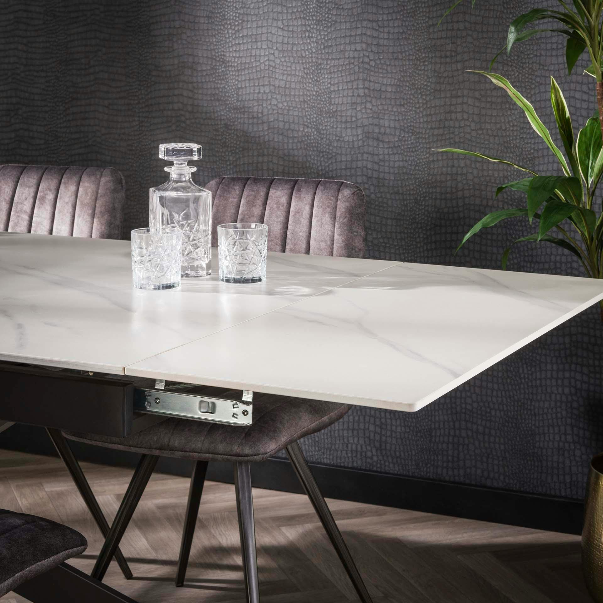 Table extensible BIANCA Chrome plateau Céramique