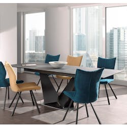 Table en céramique extensible avec pied central design 180-200 LOMBARDIE