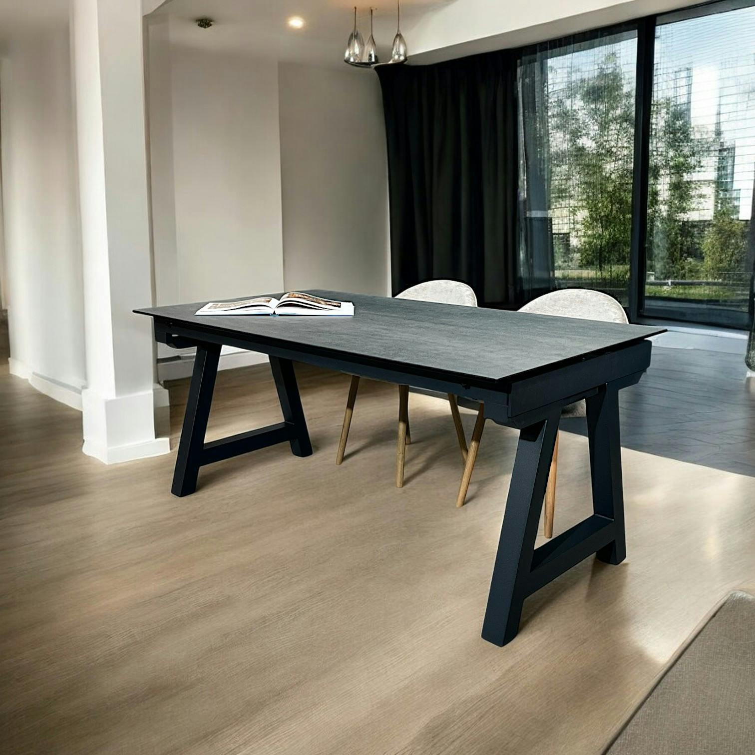 Table en céramique extensible effet ardoise 160-270 cm LOMBARDIE