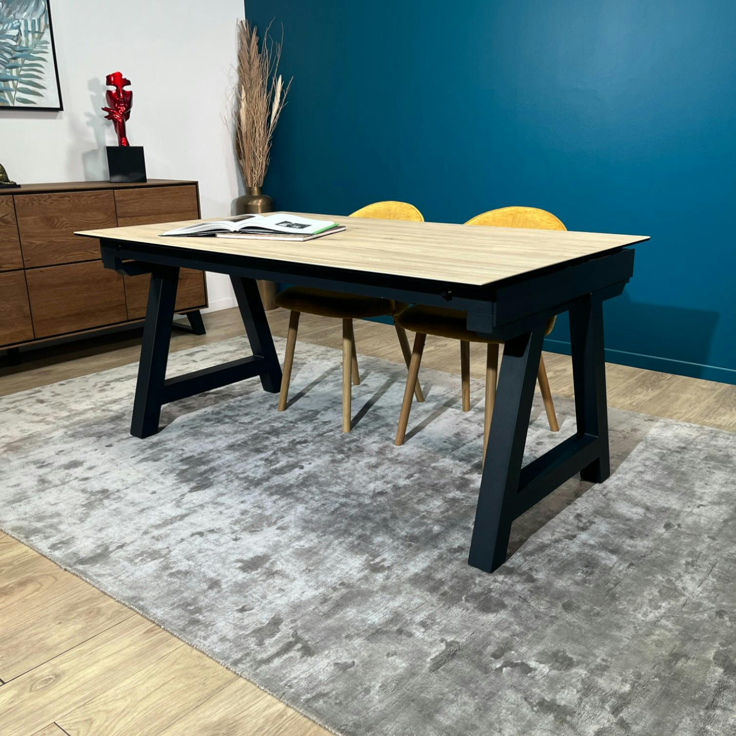 Table en céramique extensible effet bois 160-270 cm LOMBARDIE