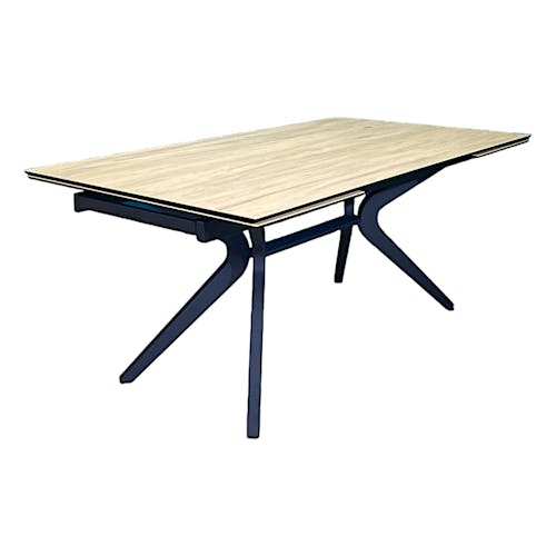 Table en céramique extensible effet bois pied central 4 branches 180-280 cm LOMBARDIE