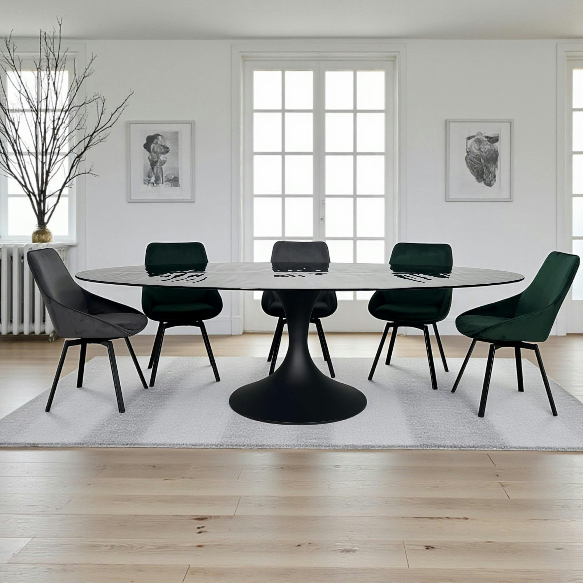 Table en verre noir - effet ride d'eau 250 cm LIGURIE