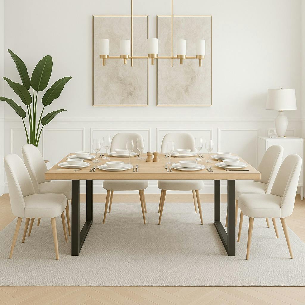 Table extensible bois de chêne blanc pieds en U 240 cm PALERME