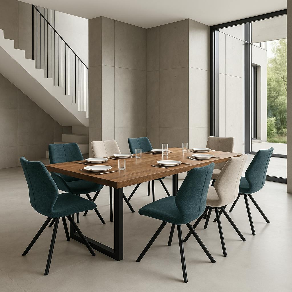 Table extensible bois de chêne brun pieds en U 200 cm PALERME